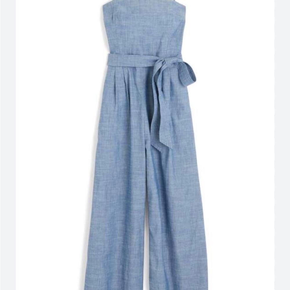 J. Crew Blue Strapless Denim Jumpsuit